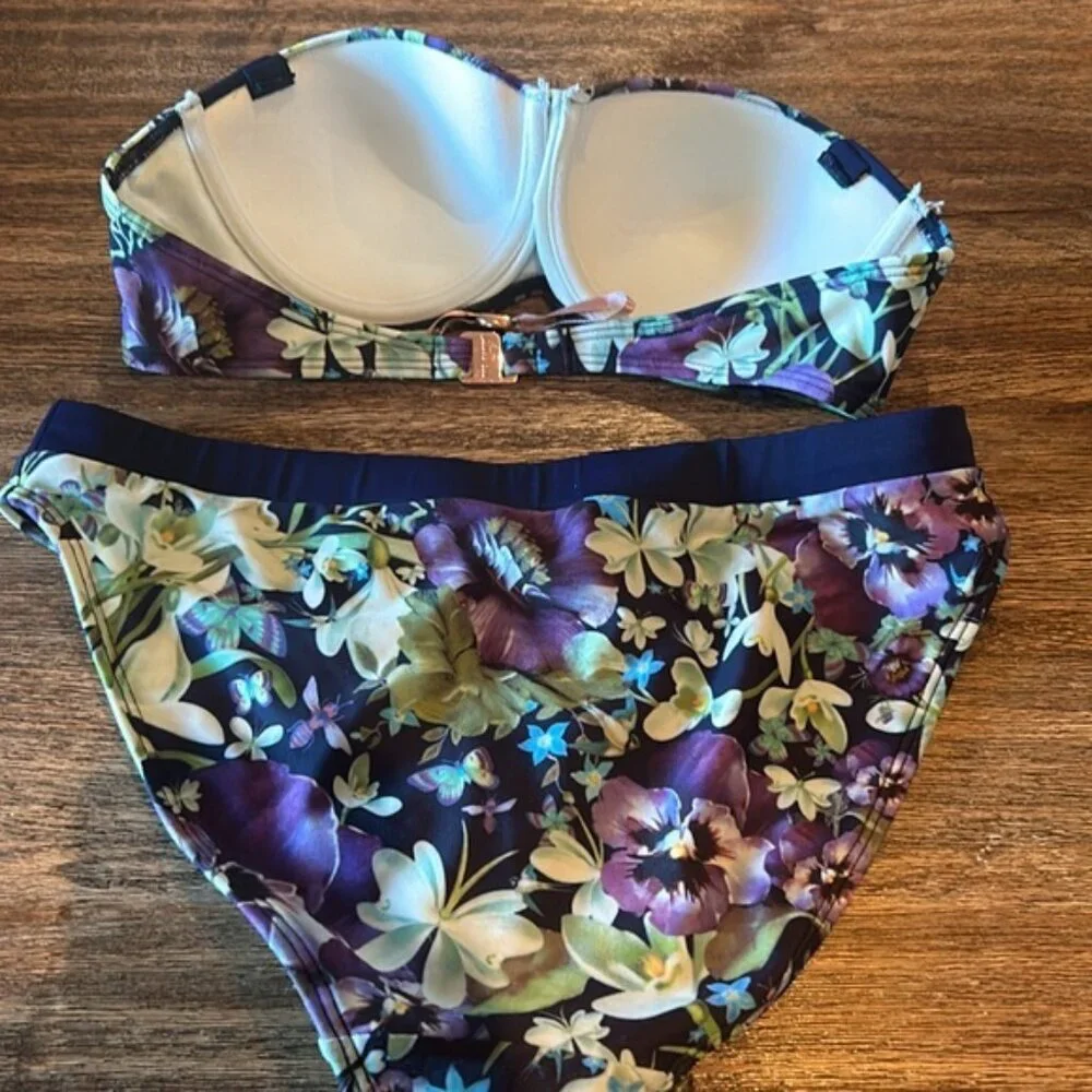 TED BAKER pansy print bikini set nwot